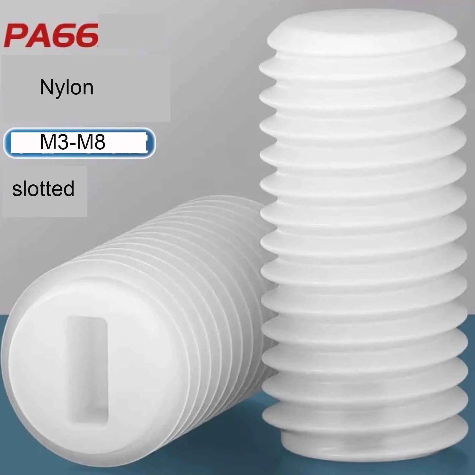 10/50pcs Insulated Nylon Plastic Slotted Flat Point Set Screw Non-Conductive Headless Grub Screw For Electronic Equipment M3-M8