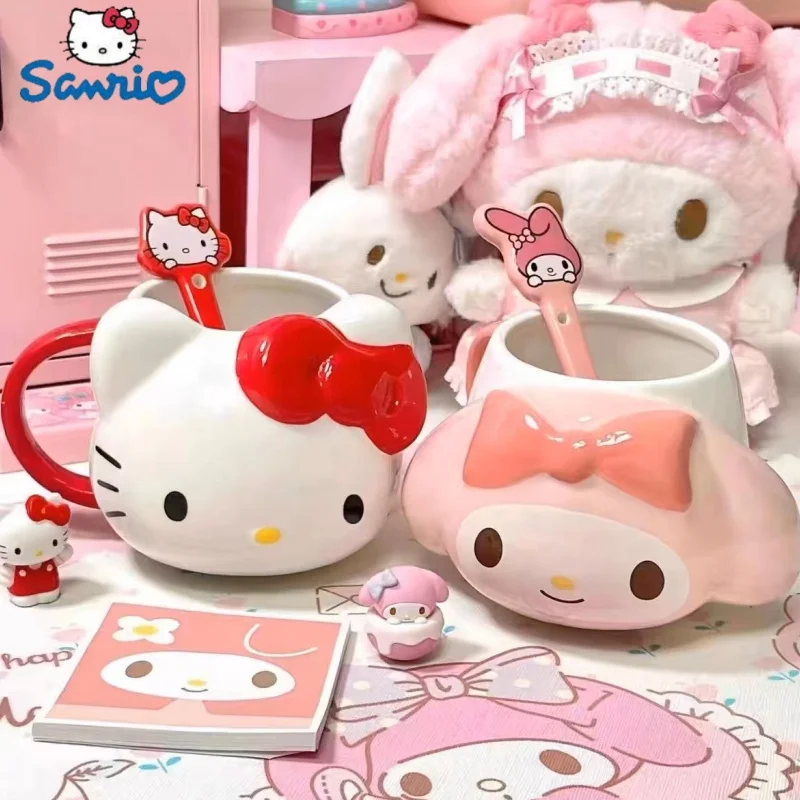 Sanrio Hello Kitty My Melody Kawaii Ceramic Mug Morning Tea Mug Cartoon tazza da caffè al latte di grande capacità giocattolo regalo di san valentino