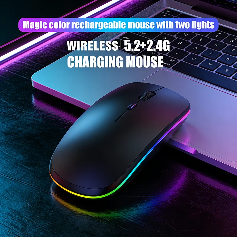 Wireless Mouse RGB Rechargeable Bluetooth Mice Wireless Computer Mause LED Backlit Ergonomic Gaming Mouse for Laptop