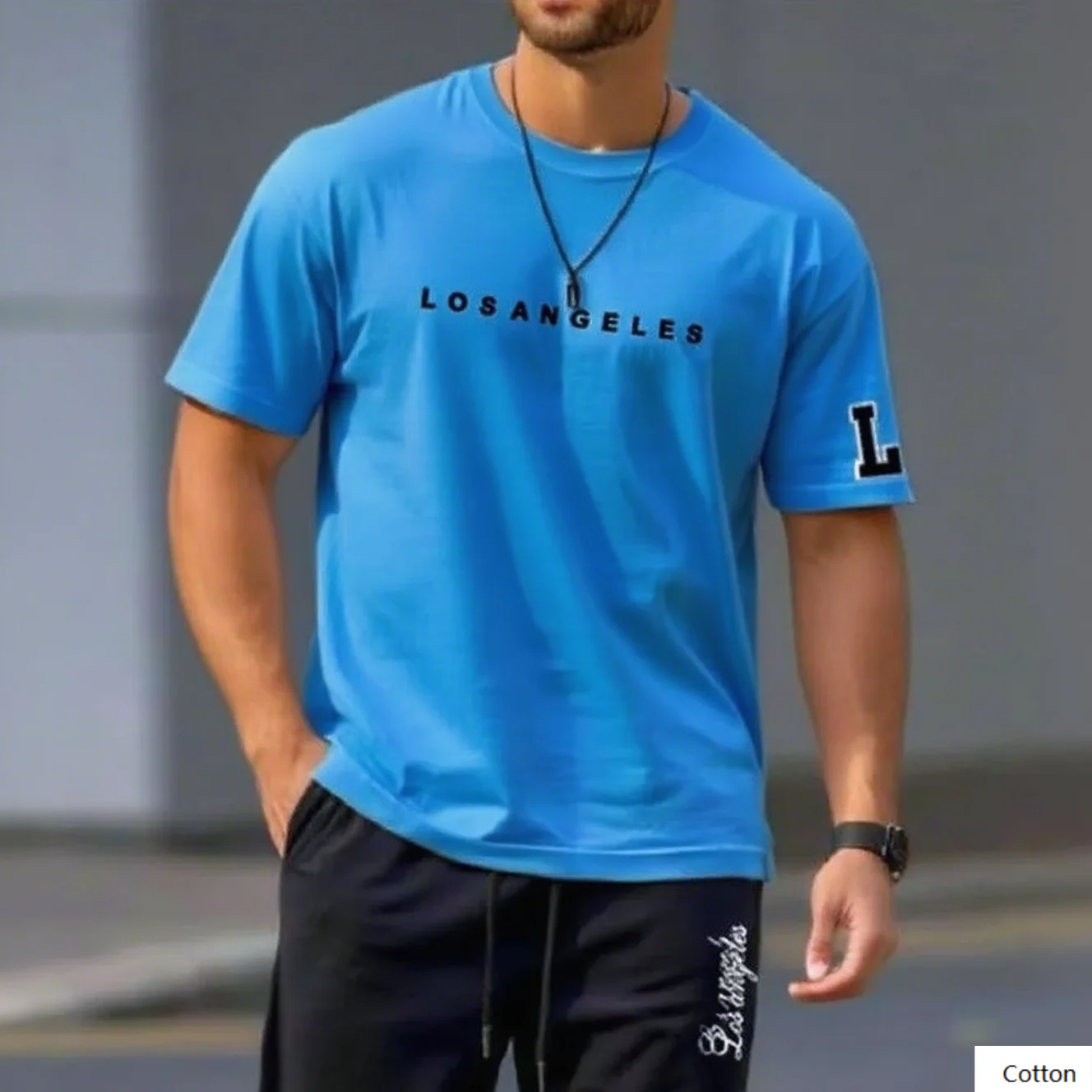 تي شيرت قطني عالي الجودة مطبوع عليه لوس أنجلوس يرمز حبك لمدينة النجوم رائعة للاستخدام اليومي