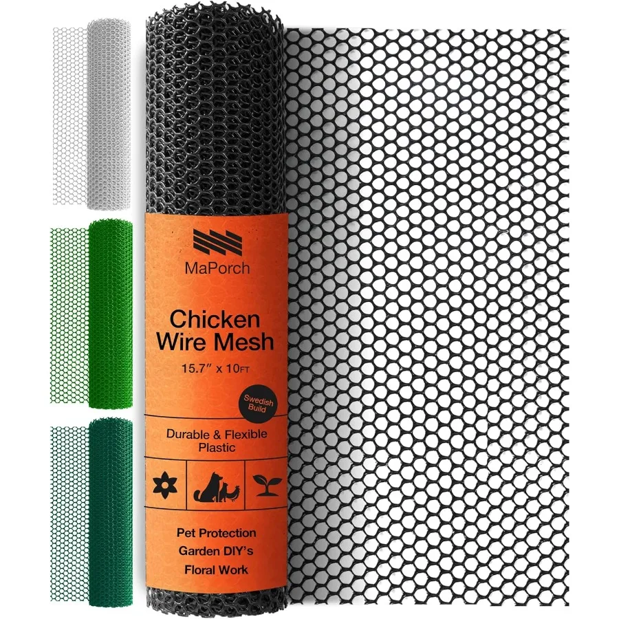 

Plastic Wire Mesh Fence Black 15.71" x 10 ft Plastic Chicken Wire Fencing for Dogs Rabbits and Poultry Chicken Netting Snake Ba