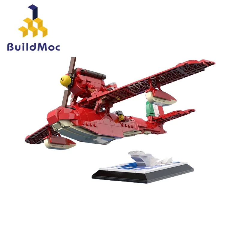 Anime Series Rossoed Red Pig Seaplane Savoia S‧21 Flogore Building Block Macchi M.33 Aircraft Toys Assembly Model Puzzle Kids