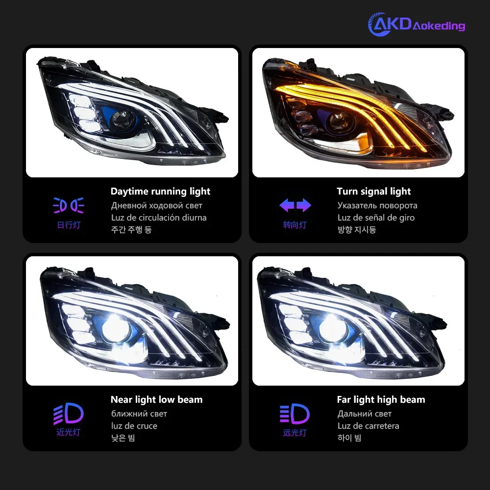 

Car Lamp for Benz S300 S400 W221 2006-2009 Headlight Assembly Dual Projector LED For Maybach Style Signal Auto Accessories