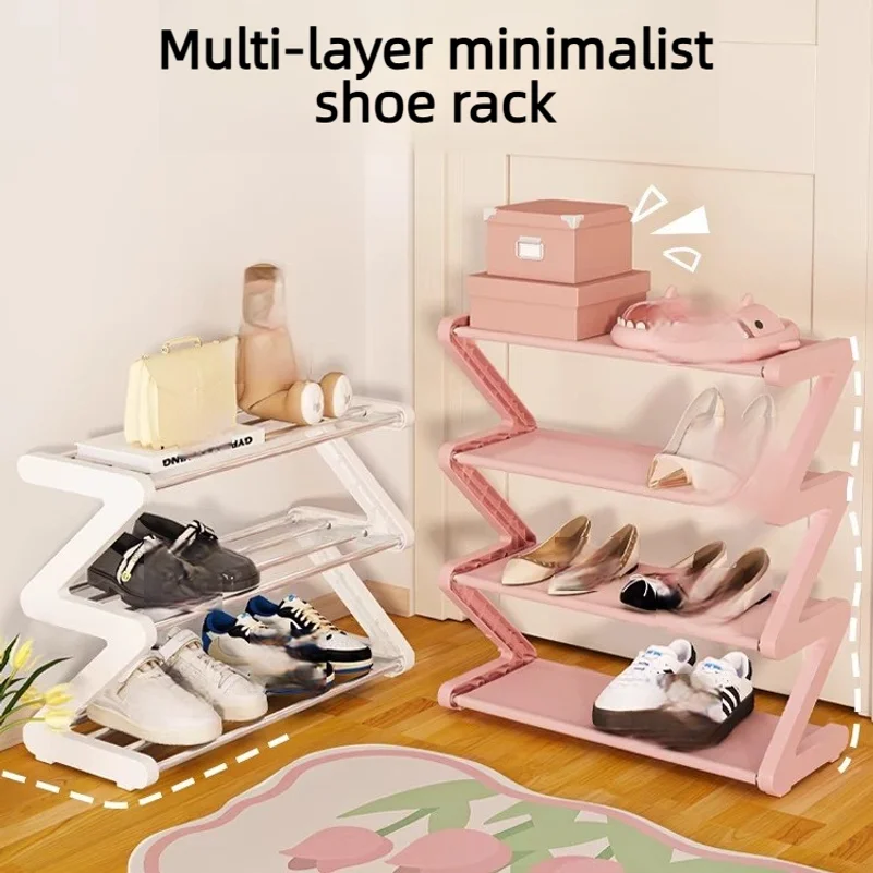 Z-shaped shoe rack, simple and easy-to-assemble multi-layer shoe storage solution for home and dorm use