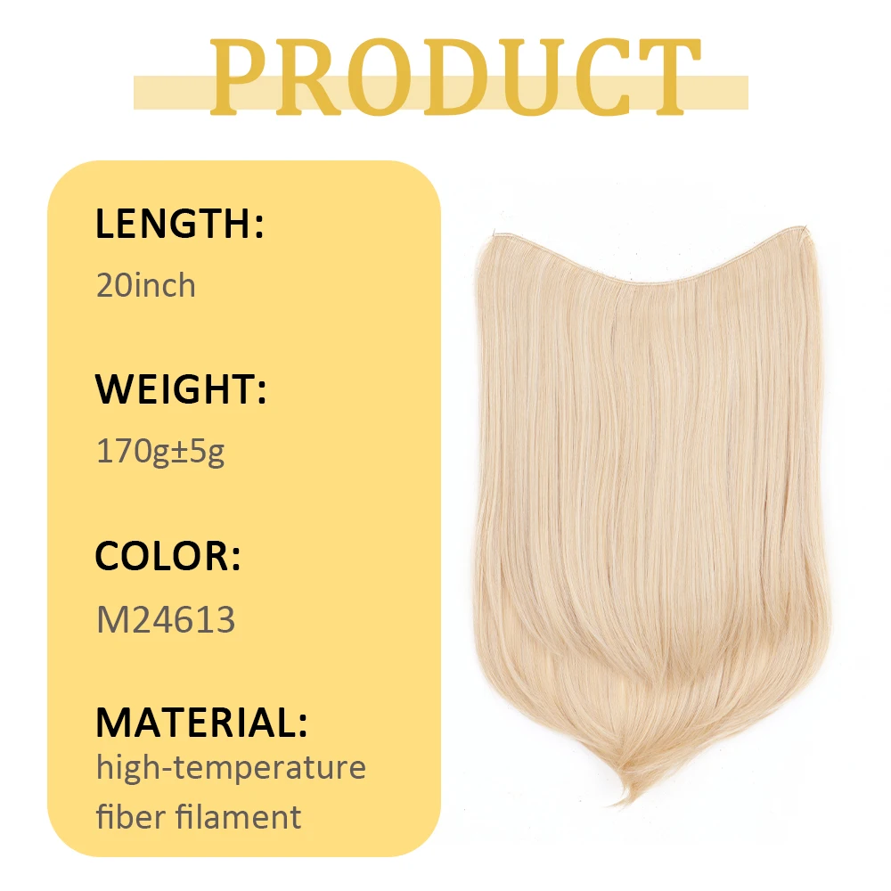 20Inch Synthetic Layered Buckle Hair Extensions Clip In Hair Weft High Temperature Fiber Long Straight Hairpiece for Women