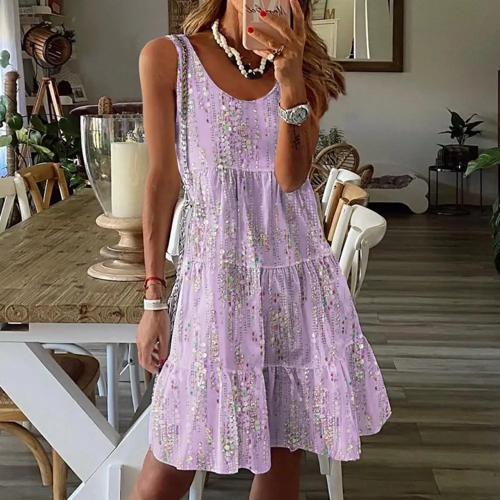 

Dating Sundress Elegant Sequin Patchwork Midi Dress for Women A-line Swing Sundress for Vacation Beach Cocktail Party Midi Dress