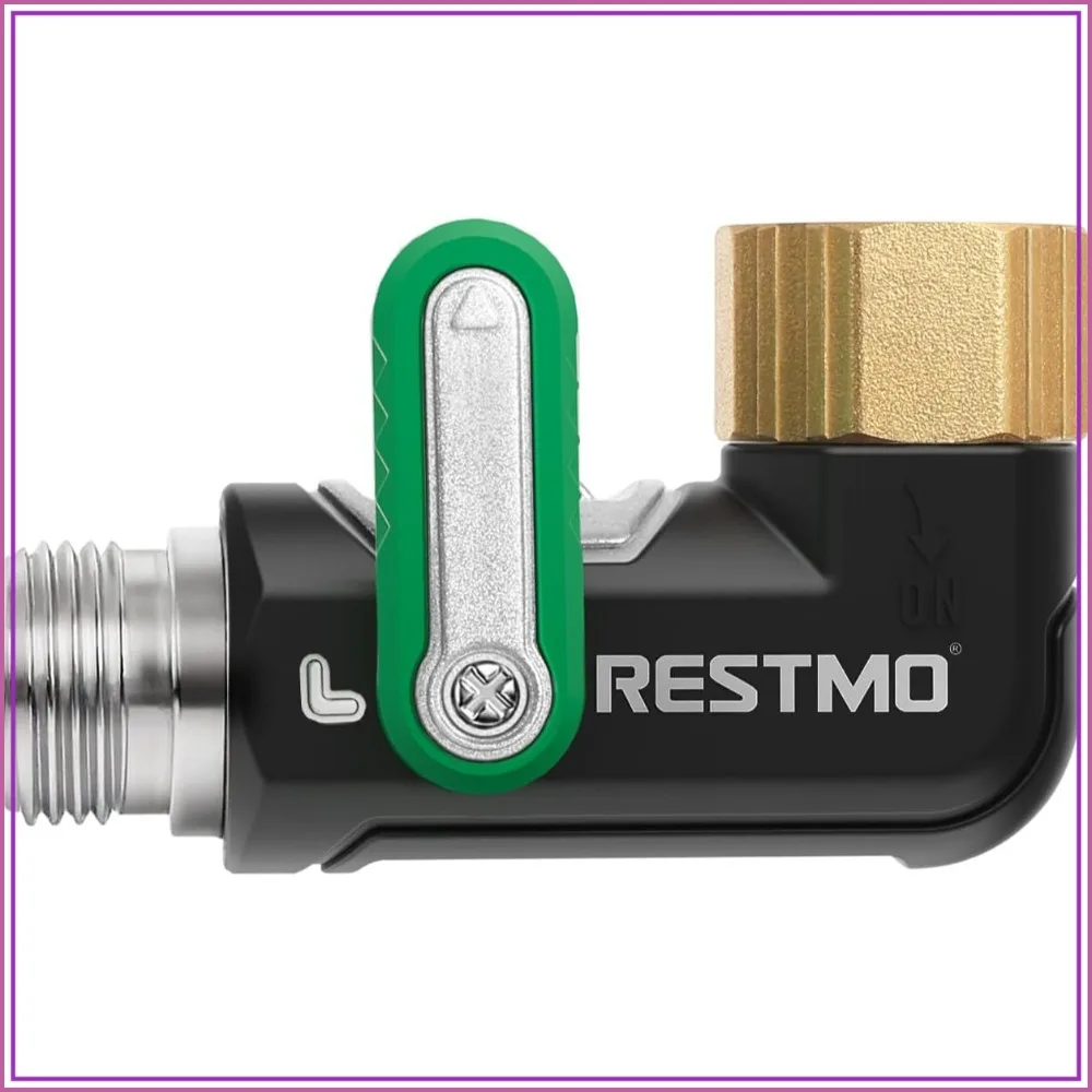 

90° Water Hose Elbow, Heavy Duty Full Metal Angle Connector, Full Flow Design with Oversized Ball Valve, Outdoor Faucet Extender for RV, Hose, Faucet - Green