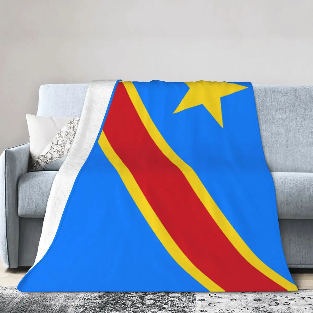 Democratic Republic Of Congo Flag Blanket Multifunction Sofa Cover Single Bedsheet Throws Plaid flannel fleece Autumn Winter