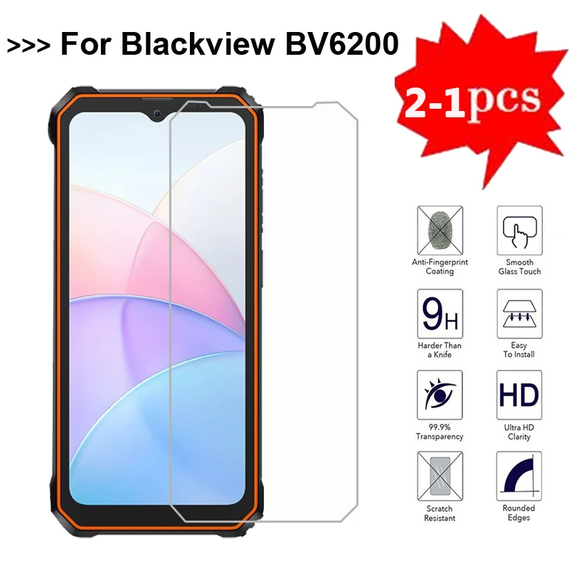 2-1PC Tempered Glass For Blackview BV6200 Pro Phone Film 9H Protective Glass For Blackview BV6200 BV 6200 6.56