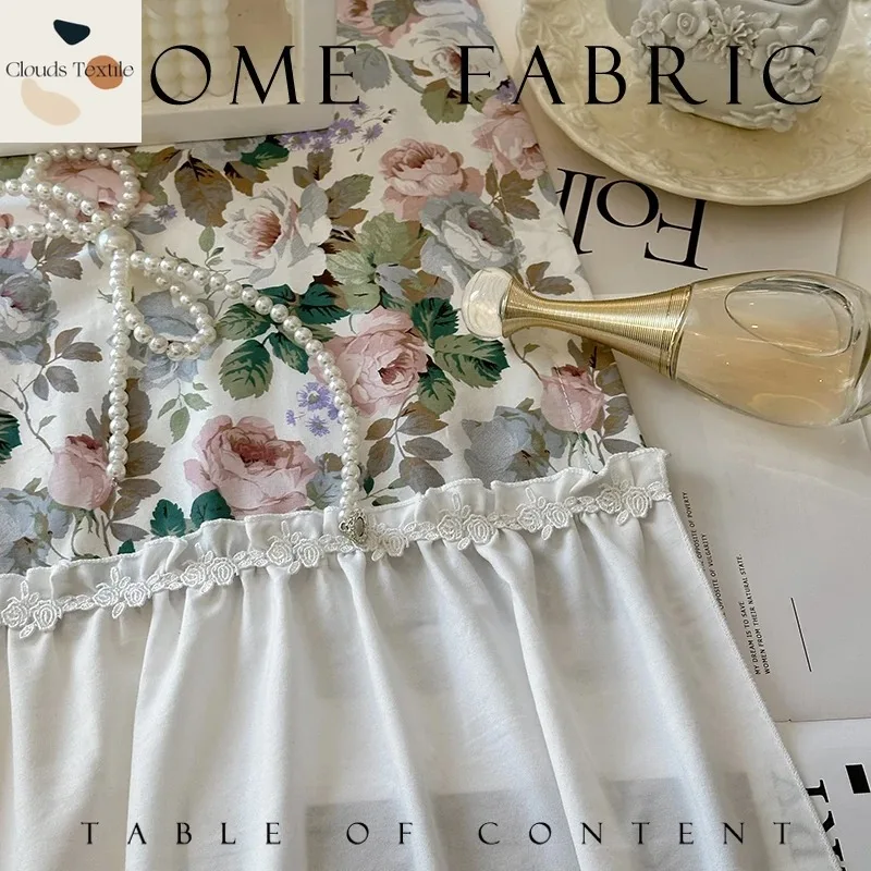 

Custom Size！！French Romantic Skirt Oil Painting Printing Patchwork Curtains for Living Dining Room Bedroom Balcony Decor Window