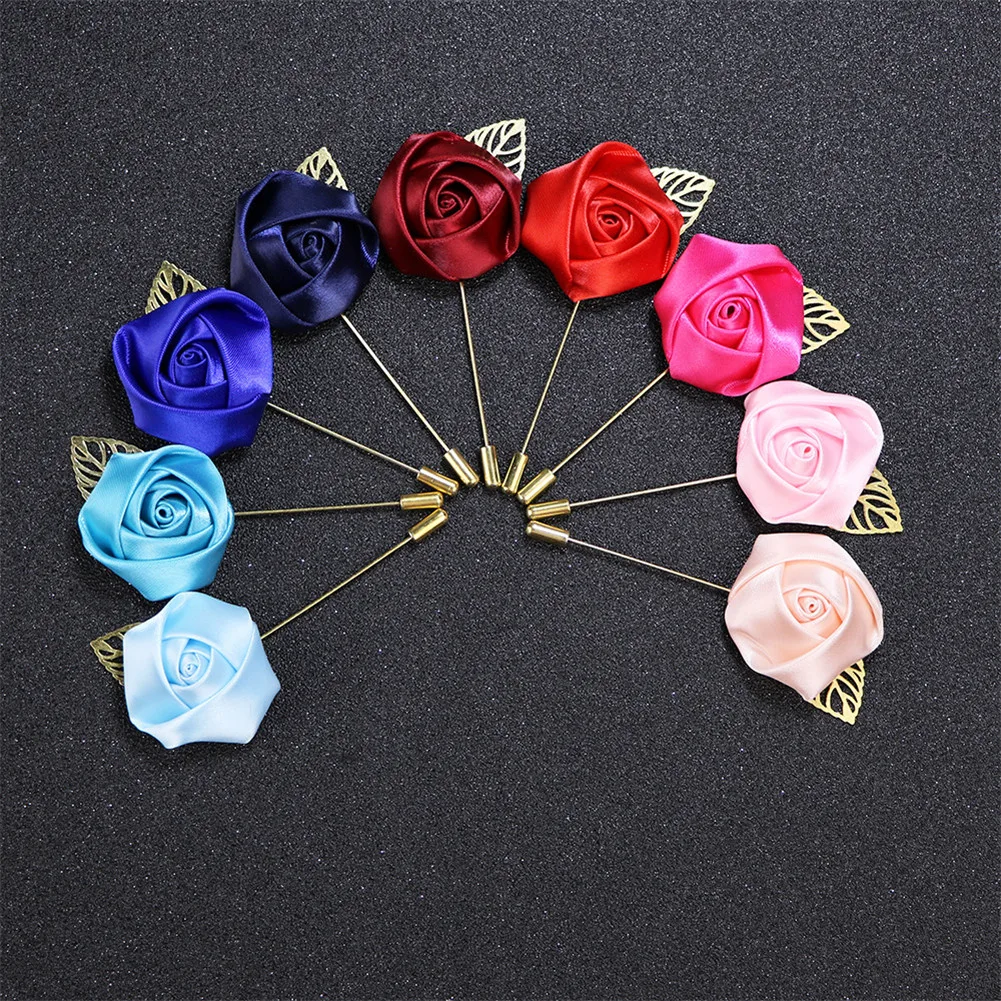 Vintage Red Boutonnieres Wedding Accessories Groom Corsage Lapel Pins Roses Flower Men Women Buttonhole Brooch Mariage Decor