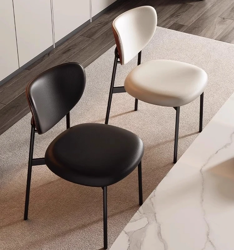 Minimalist Luxury Dining Chairs Iron Leg with PU Leather Backrest Chair Upholstered Seat Kitchen Restaurant Hotel Coffee Shop
