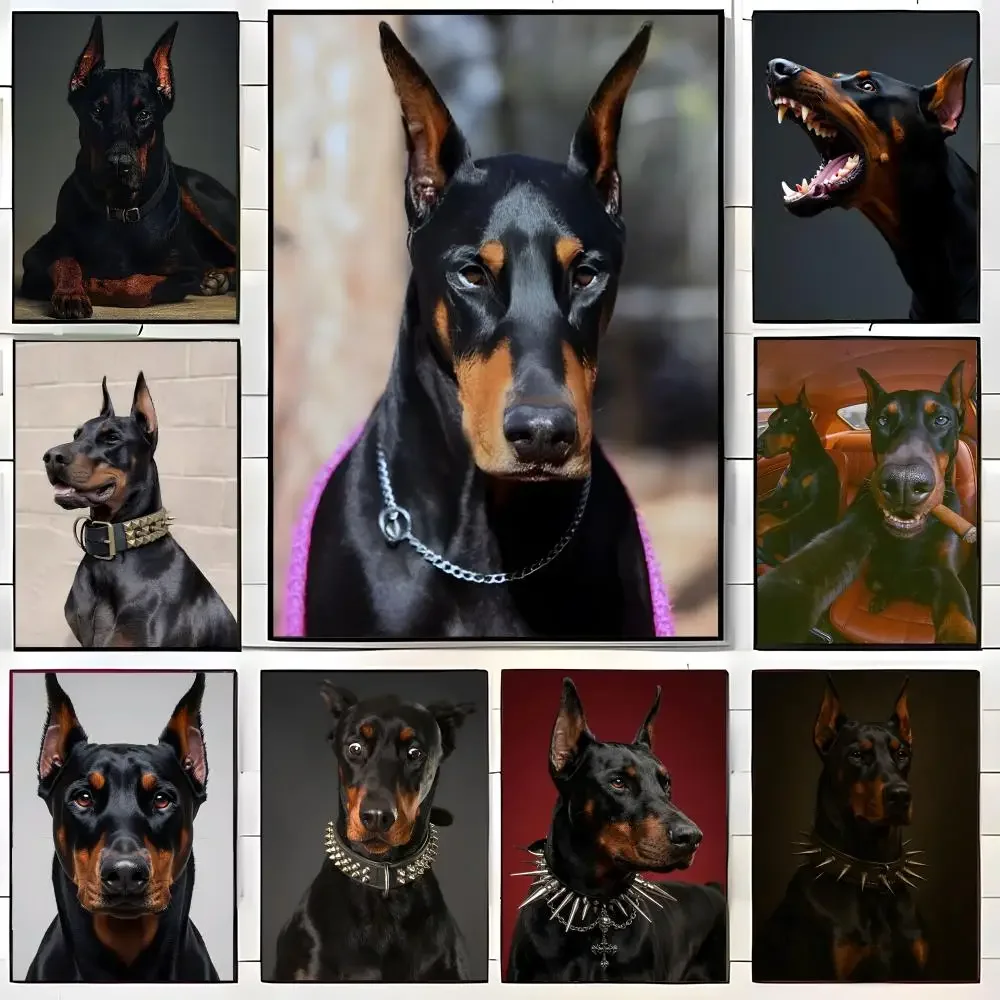Pet D-Doberman Pinscher Poster Wall Art Print Art Suitable for Living Room Bedroom Bar Parlor Home Decor Gift