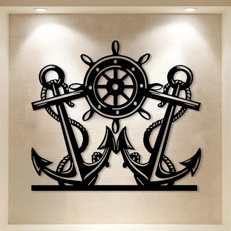 Heavy Duty Iron Anchor Wall Decor, Nautical Metal Art for Home, Patio, Fence Indoor Outdoor Use