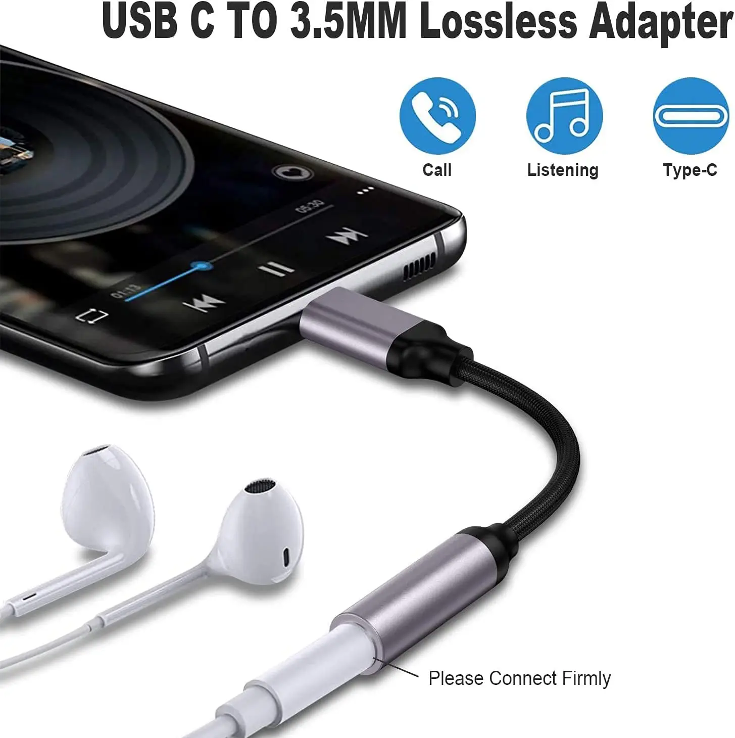 USB Type C ถึง3.5mm AUX Adapter Type-C 3.5สายสัญญาณเสียงตัวแปลงสายหูฟังสำหรับ Samsung Galaxy S22 S21 Huawei P50
