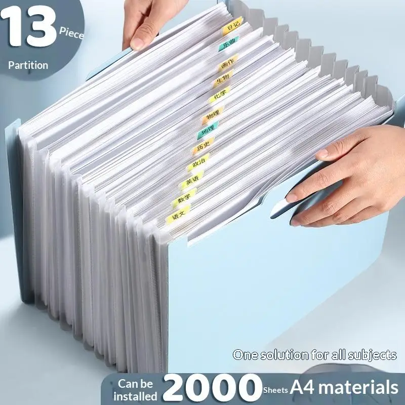 13 Pockets Accordion Expanding File Folder With Label Pocket A4 Letter Size Organizer