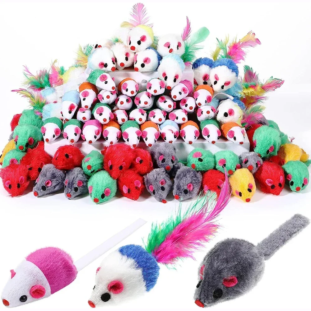 

Rattle Cat Mouse Toys Also Prefilled Catnip Faux Fur Cat Mice Toys Interactive Cat Game Catnip Toys for Indoor Cats Play Fetch