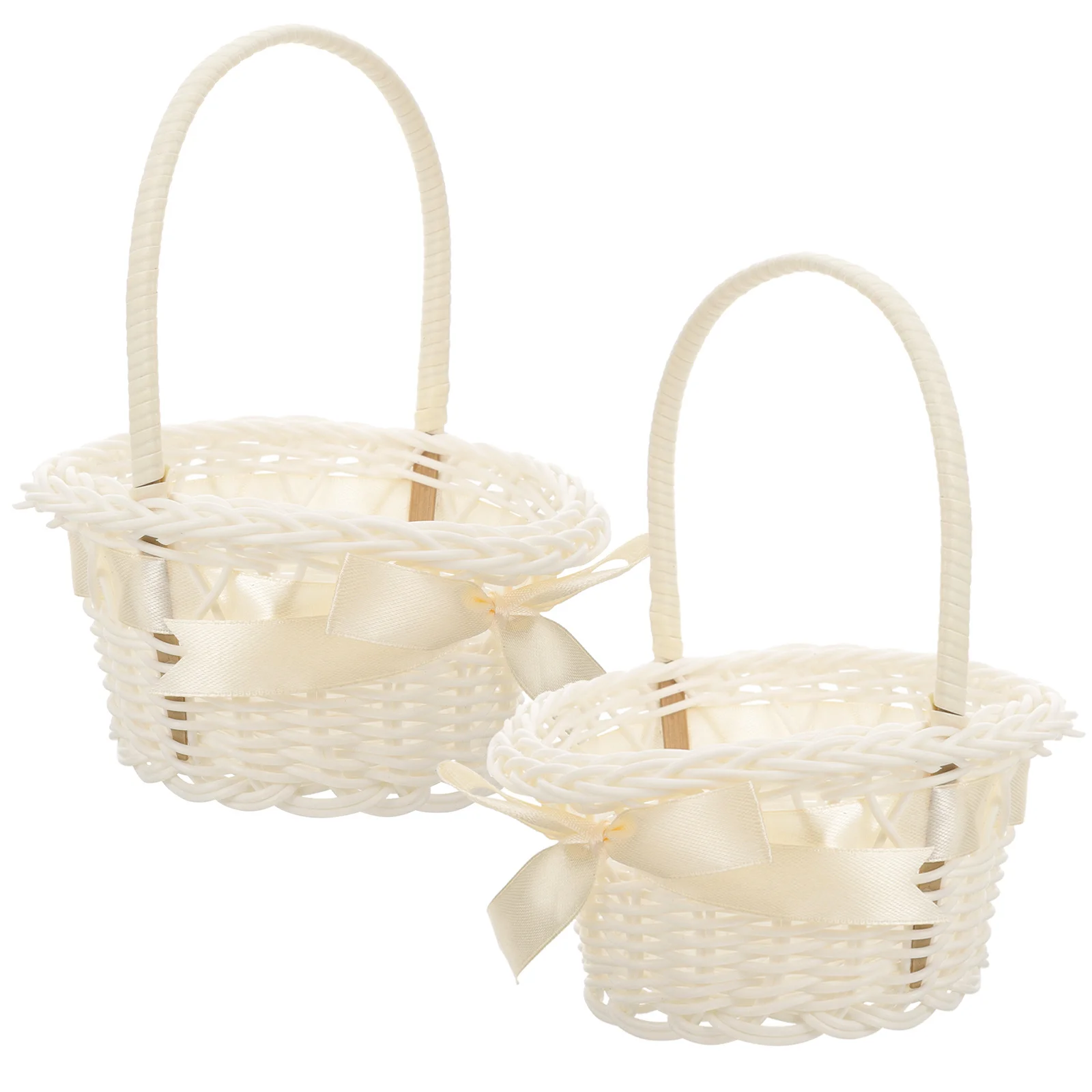 

2Pcs Hand Woven Flower Basket with Handle Storage Basket for Gifts Flowers Decor Wicker Style Rounded Shape Sturdy Construction