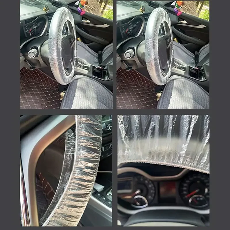 

100 шт., универсальный автомобильный одноразовый пластиковый защитный чехол на руль, водонепроницаемый для аксессуаров для салона автомобиля