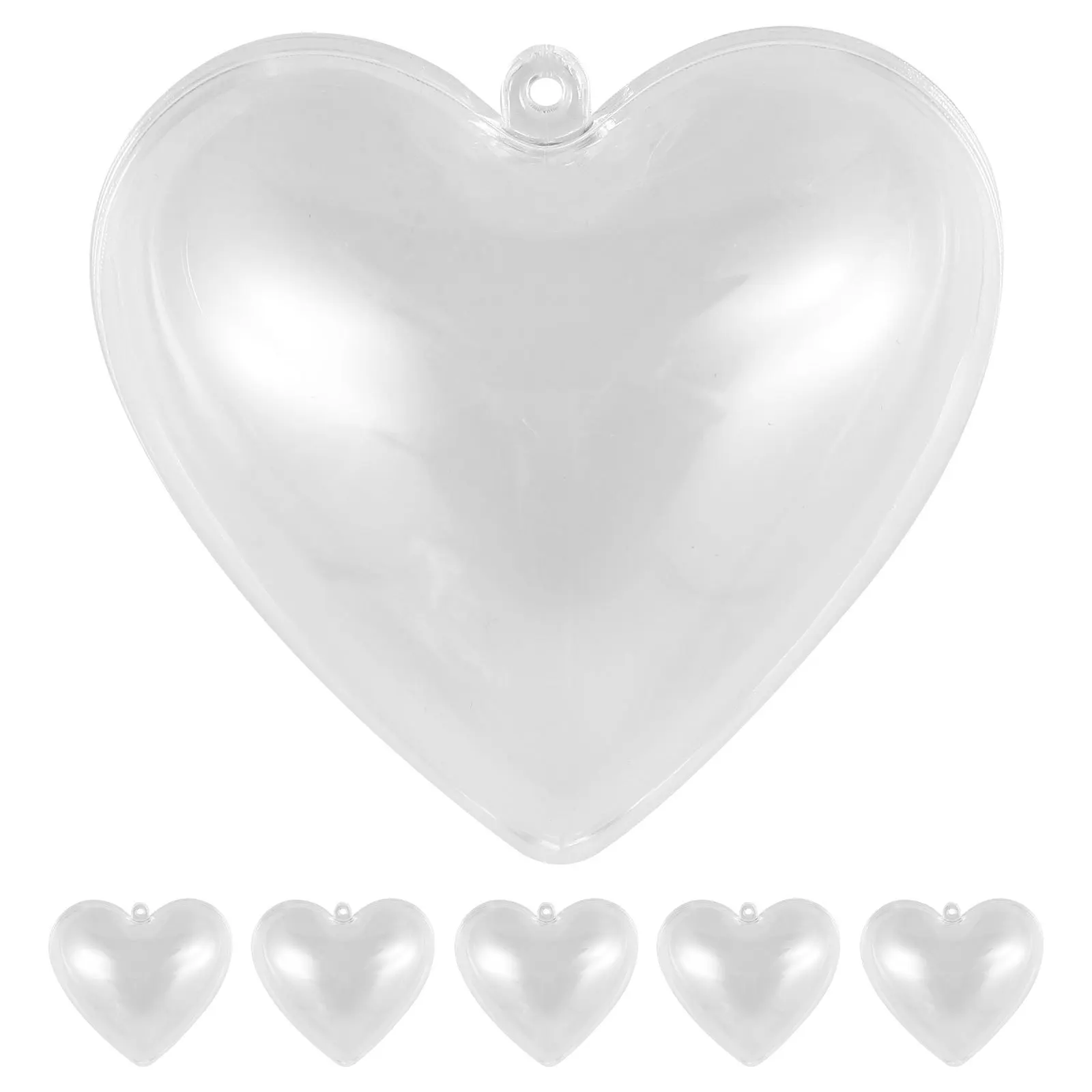 

6Pcs Clear Heart Shaped Christmas Ornament Fillable Plastic Baubles Shatterproof Wedding Birthday Party Decor Heart Ornament Set