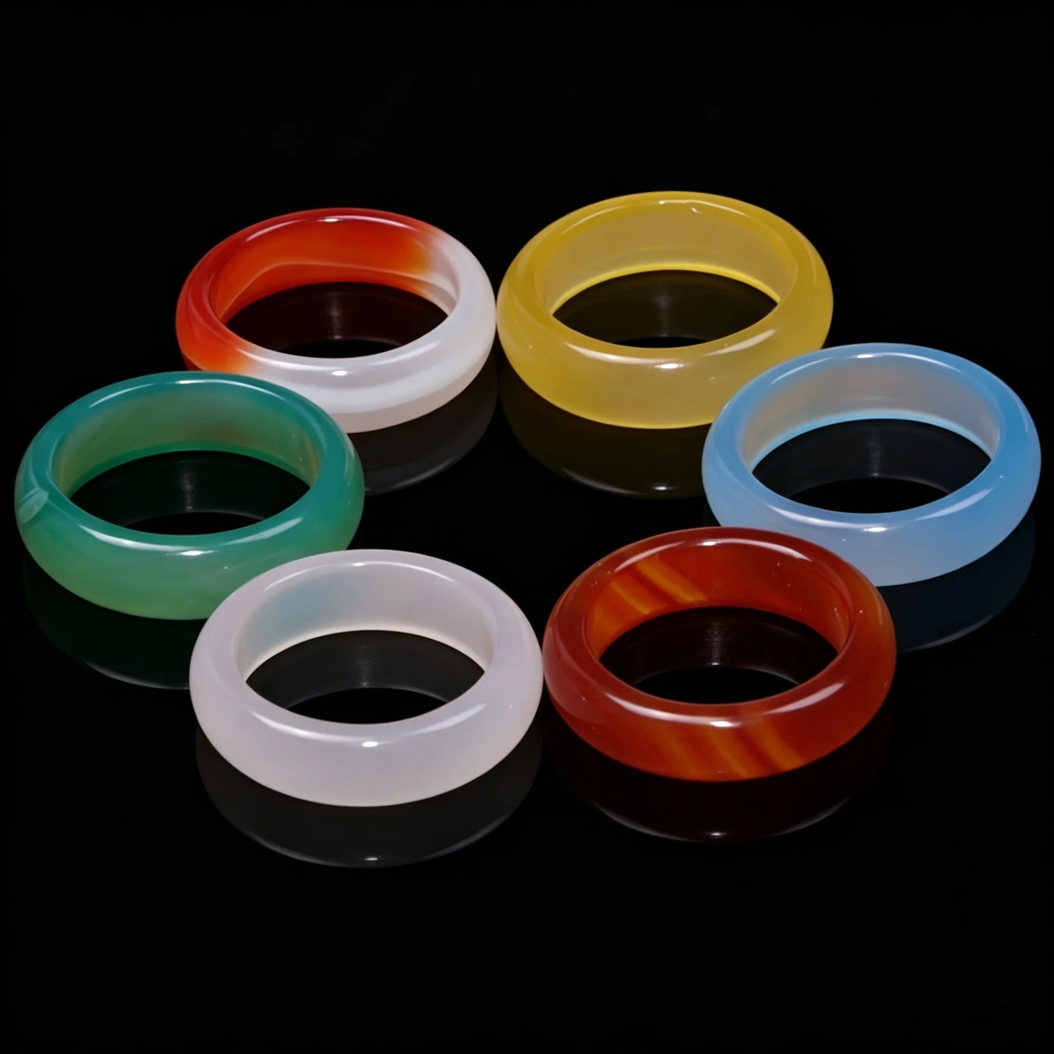 Agate ring white green yellow blue red natural jade stone, jewelry  ring and bracelet looped beads inner diameter  18mm