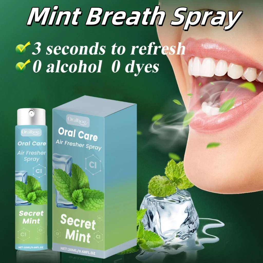 Mint Flavored Oral Spray Removes Oral Debris and Dirt,Support pH Balanced to Eliminate Bad Breath.Herbal Mild Breath Freshener