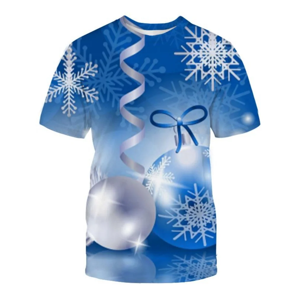 雪だるまサンタクロース3DプリントプラスサイズレディースTシャツクリスマスサマーTシャツファッションボーイズガールズラウンドネックTシャツトップス