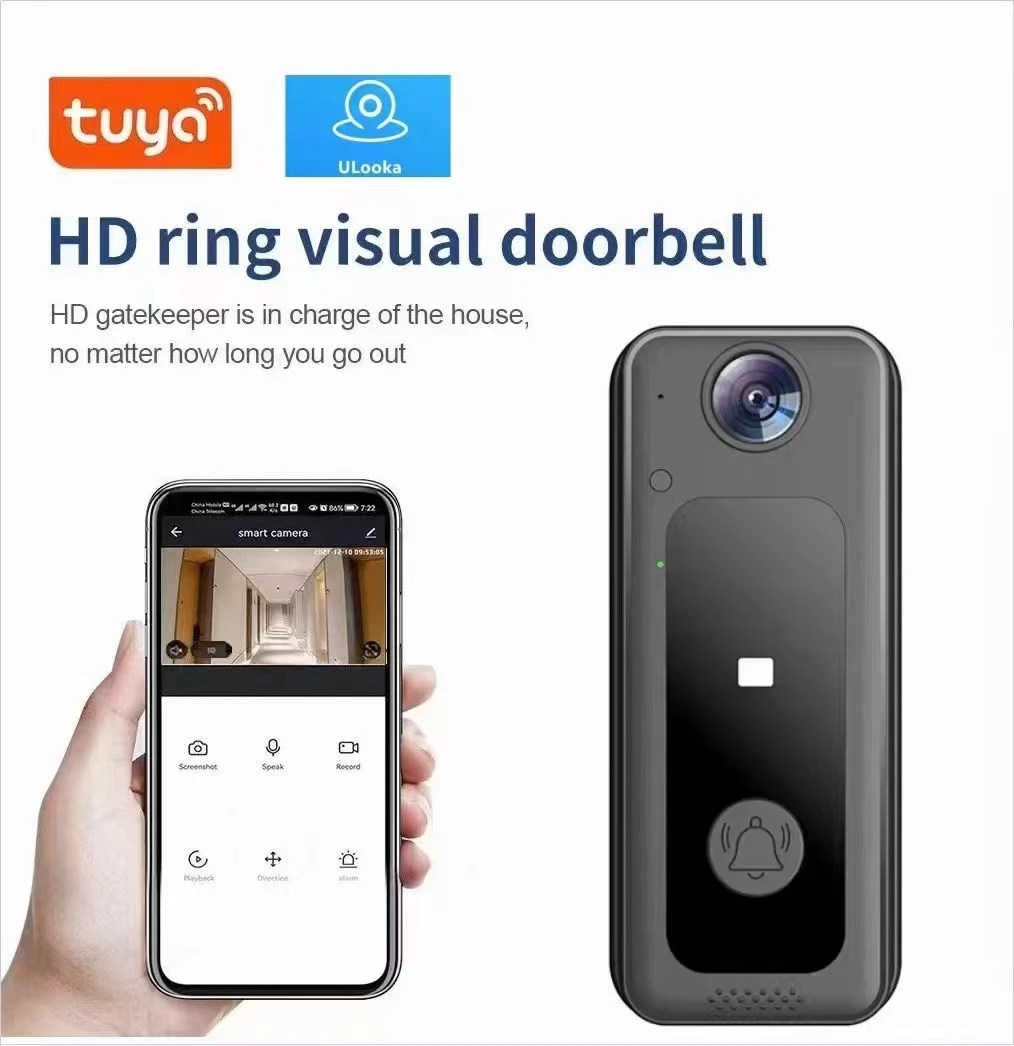 720P Tuya APP Wireless WIFI IP Doorbell Visual Door Phone Intercom Peephole Viewer Door Camera With Indoor Chime