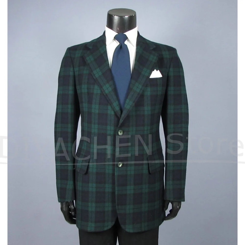 

Chic Plaid Men's Blazer Single Breasted Formal Suit Jacket Tartan Pattern Business Casual Party Stylish Male Jacket One Piece