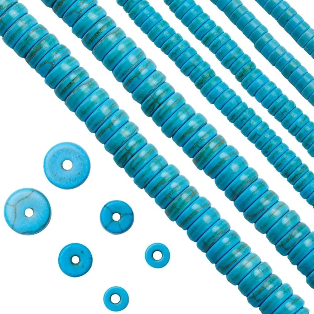 1 Box 400Pcs+ Flat Turquoise Beads Disc Stone Beads Gemstone Beads String Turquoise Disc Lukcy Energy Healing DIY Gifts Kit