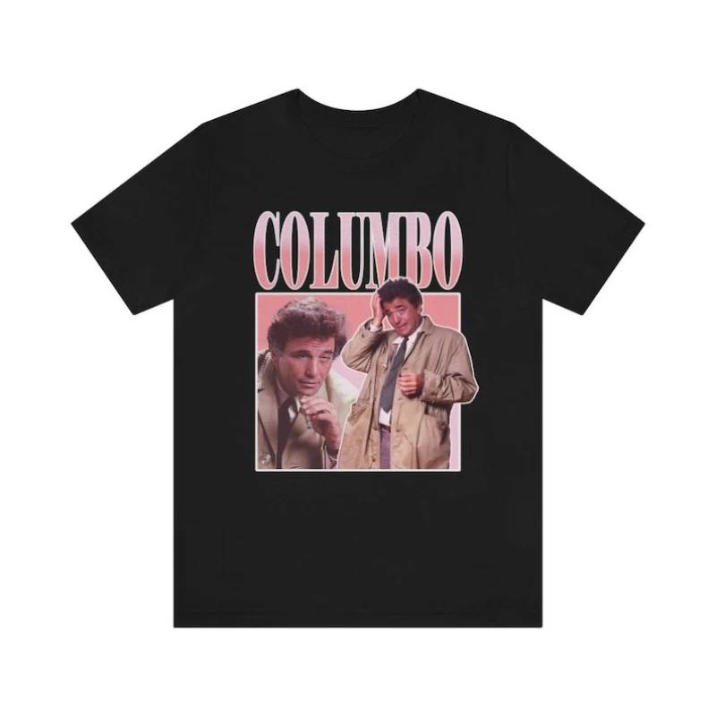 Camiseta estampada Columbo Fan Retro 90's Vintage Bootleg Rap Meme, moda de feriado, dia dos namorados, presente de verão, manga curta