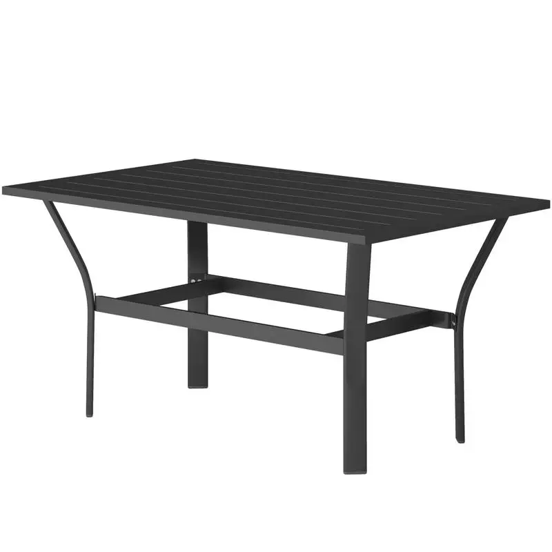 

Outsunny Outdoor Coffee Table with Slatted Tabletop, All-Weather Rectangle Metal Patio Coffee Table for Garden, Black