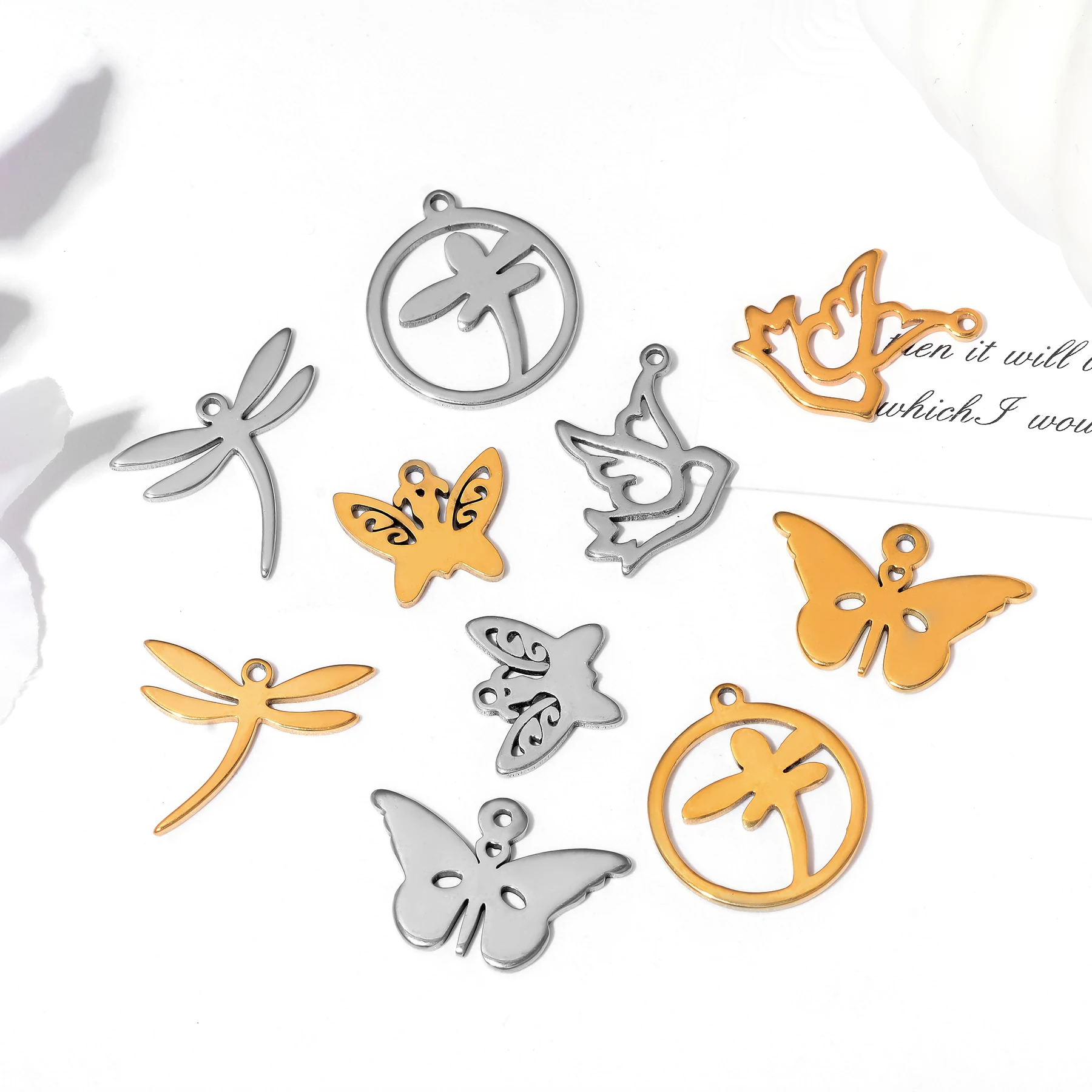 20 Stück/Set Schmetterling Herz David Stern Engel Familie Anhänger Edelstahl Charms Schmuckherstellung DIY Handgemachtes Handwerk Großhandel – Detail 2