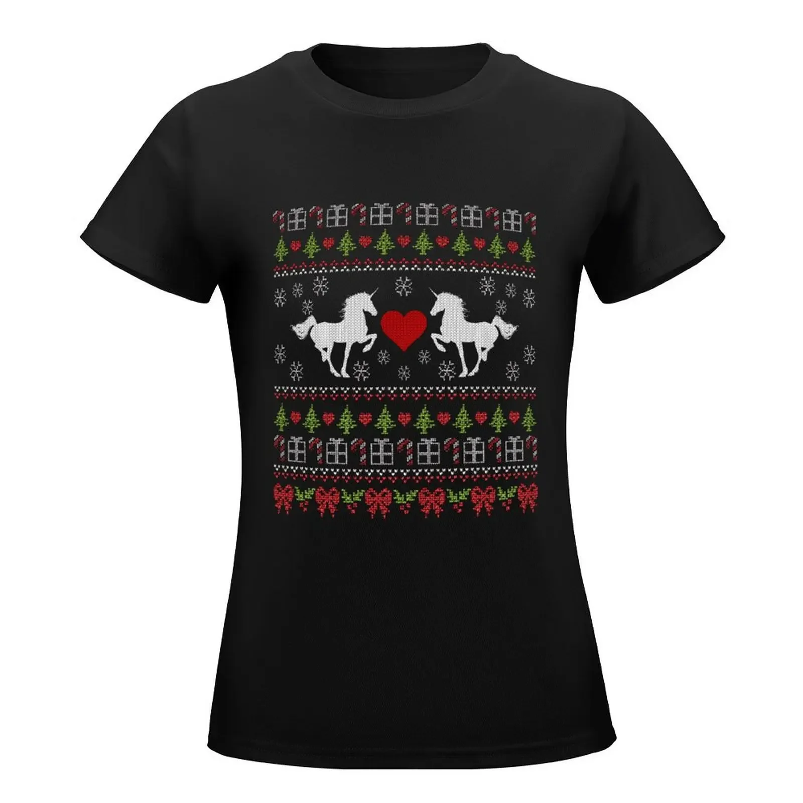 Unicorn Ugly Christmas Shirt T-Shirt tees oversized kawaii clothes t shirts for Women graphic