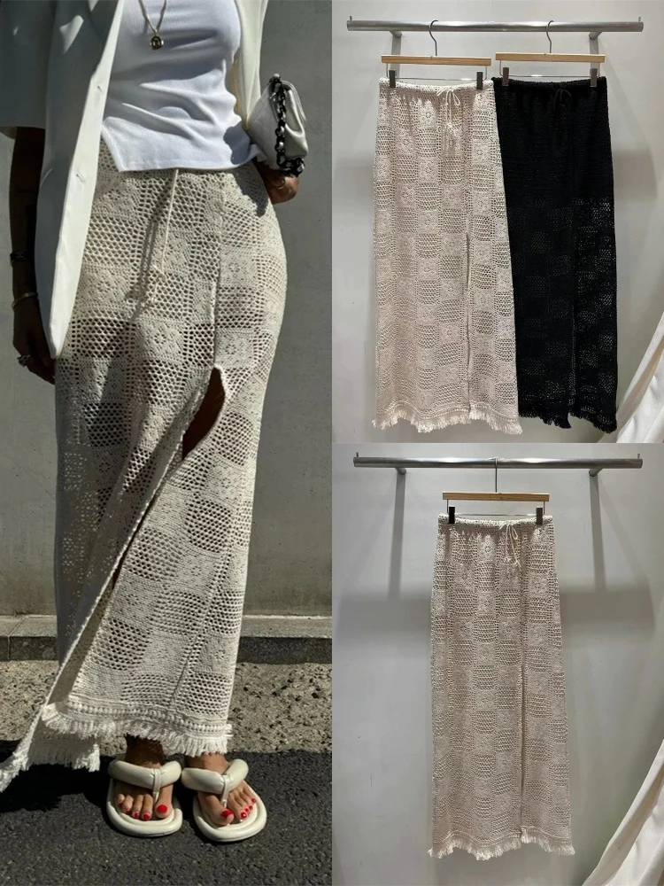 

Женская юбка с высокой талией и вышивкой на крючках, летняя длинная винтажная художественная асимметричная юбка для поездок на работу