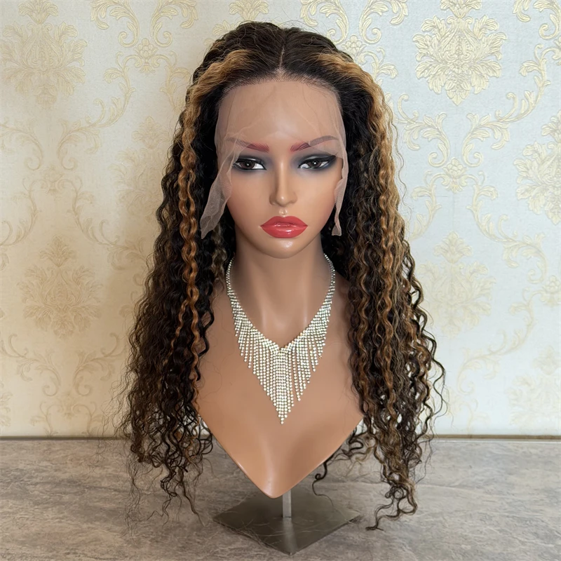 

13x6 Big Lace 2026 New Kinky Curly Lace Frontal Wigs for Women 100% REal Human Hair Wigs virgin Peruvian Hair Honey Blonde Ombre