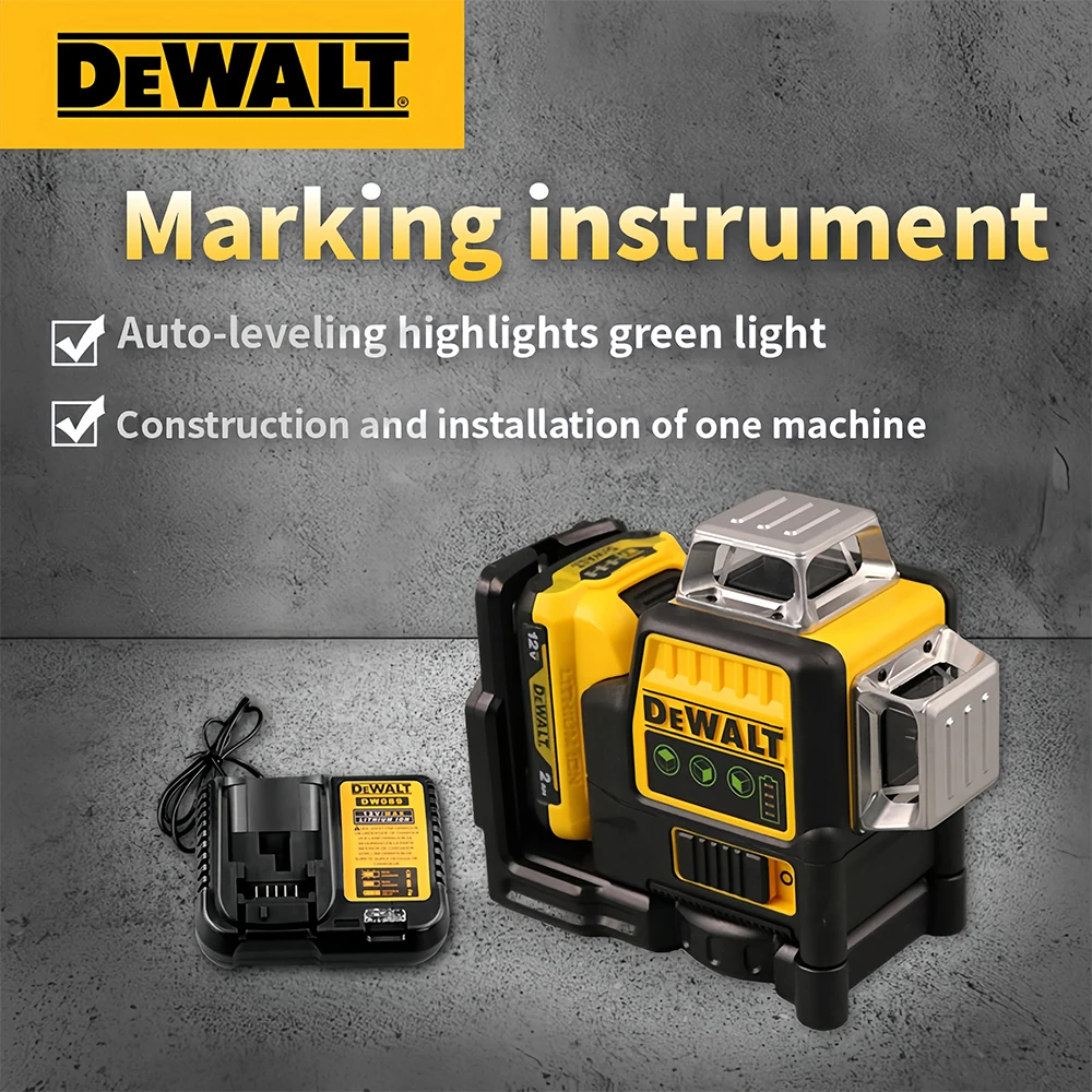 Dewalt 12 Lines Laser Level  DW089LG 3 Sides*360 Degree Outdoor Vertical Beam Laser Self Levelling 12V Battery Power Tool