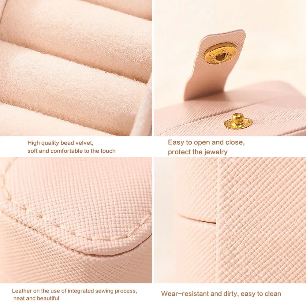 Valentine's Day Mini Ring Box Portable Earring Jewelry Box Leather Earring Ring Storage Box Cross border Amazon Jewelry Box