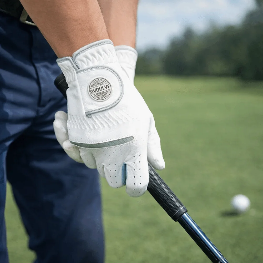 

White Color Golf Glove Detachable Marker Breathable Fabric Magnetic Marker Gweight Design Micro Soft Fabric