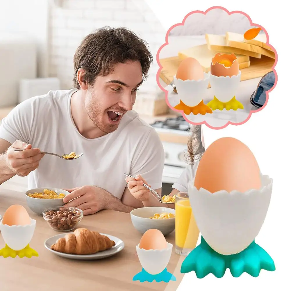 

Cute Egg Cup Holder Egg Opener Separator Boiled Stand Fun Cutlery Easter Chicken Feet Decor Tray Egg F7J1