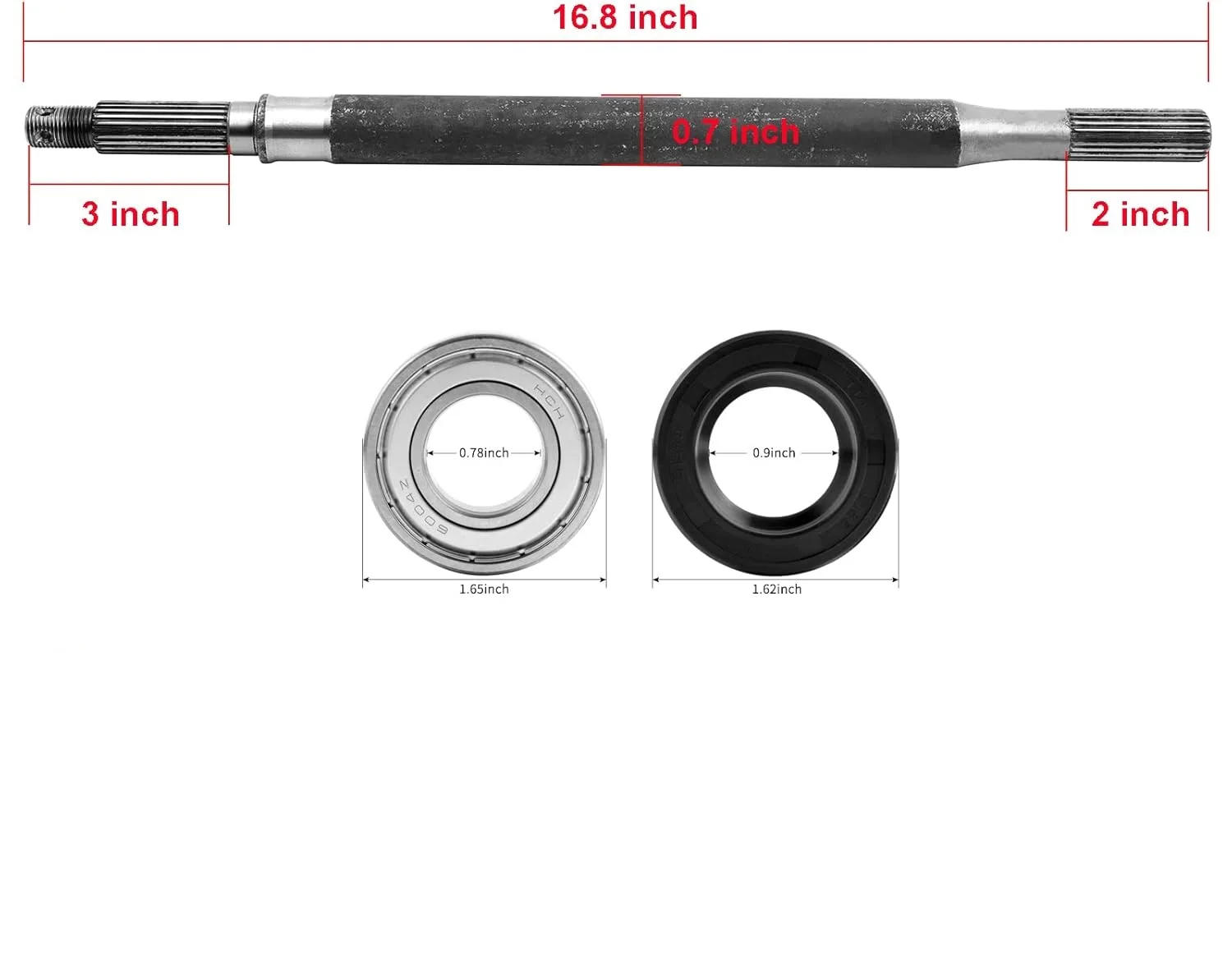 20377-G12 Passenger Side Cart Rear Axle Shaft with Bearing Seal Kit for Roykaw Golf  EZGO TXT/Medalist/ST Express 1994-up Models