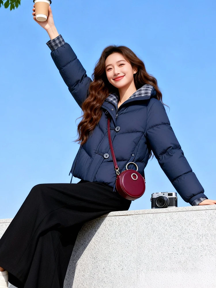 

Ele Anti-Aging Stand Collar ort down Jaet Women's Winter New Zipper Color Trendy Thiened Cotton Coat