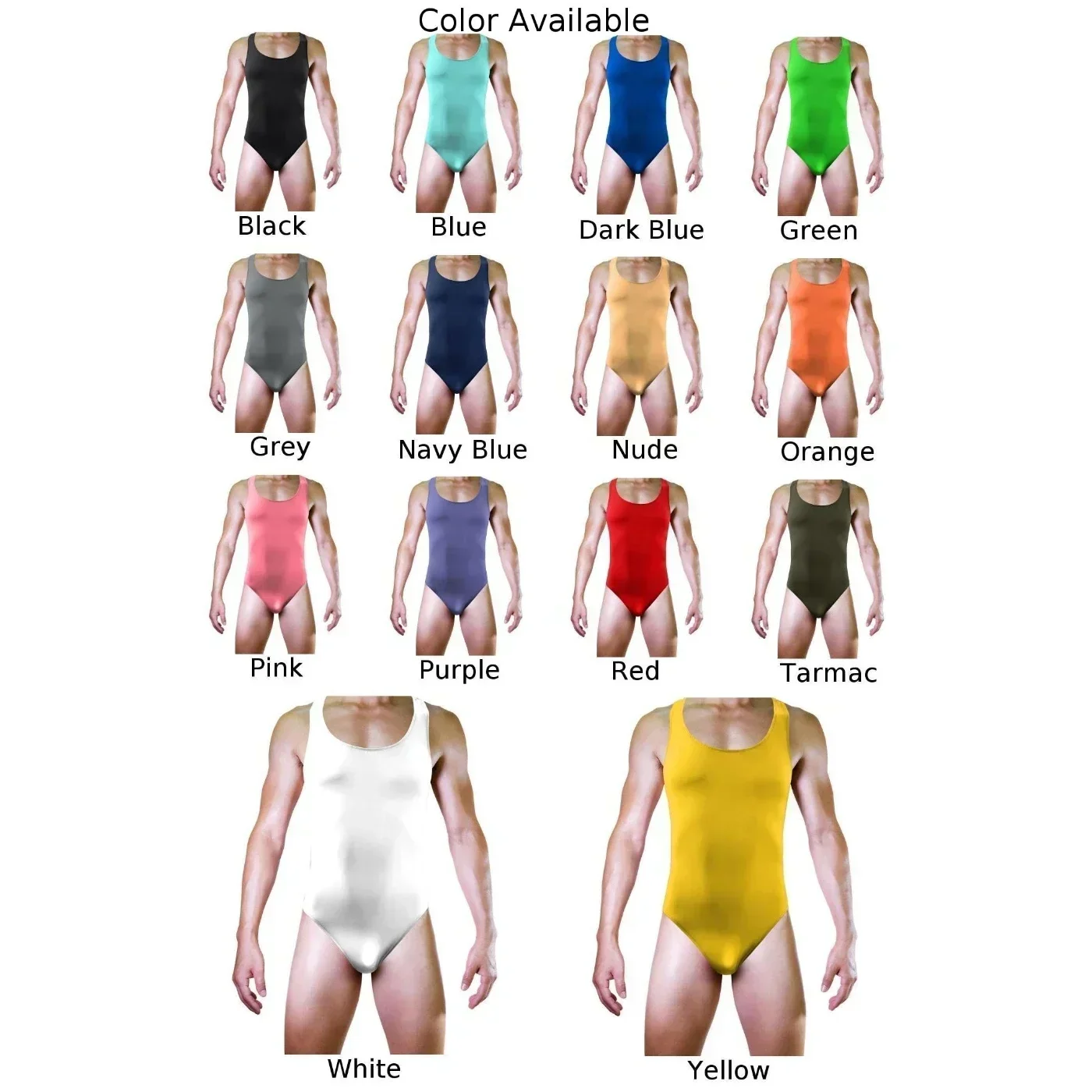 Men Bikinis Bodysuit Sleeveless Underwear Backless Singlet Leotard Cock Bulge G-strings Jumpsuit High Slit Swimsuit Gay Clothes