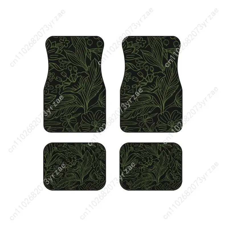 

Sage Green Hippie 4pcs Universal Car Floor Mats All-Season Fashionable Auto Interio Absorbent Non-Slip Washable Car Floor Mats
