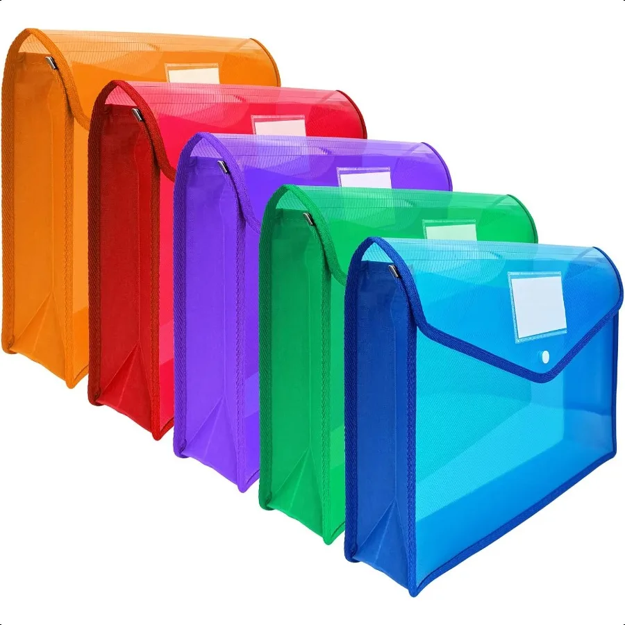 

B4 Plastic File Wallet Envelope Expanding File Folder Document Organizer with Snap Closure Label Pocket Clear Colored Waterproo