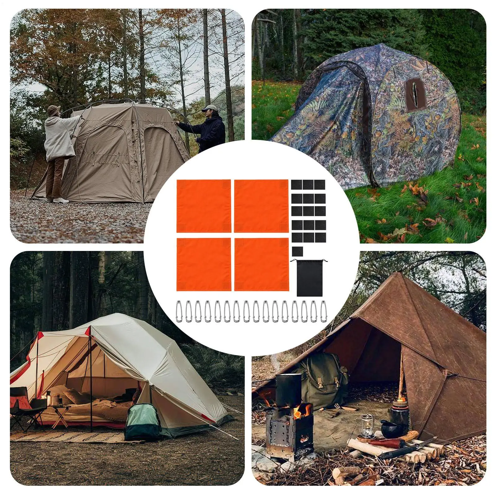 Camping - Płaty ostrzegawcze w intensywnie pomarańczowym kolorze,