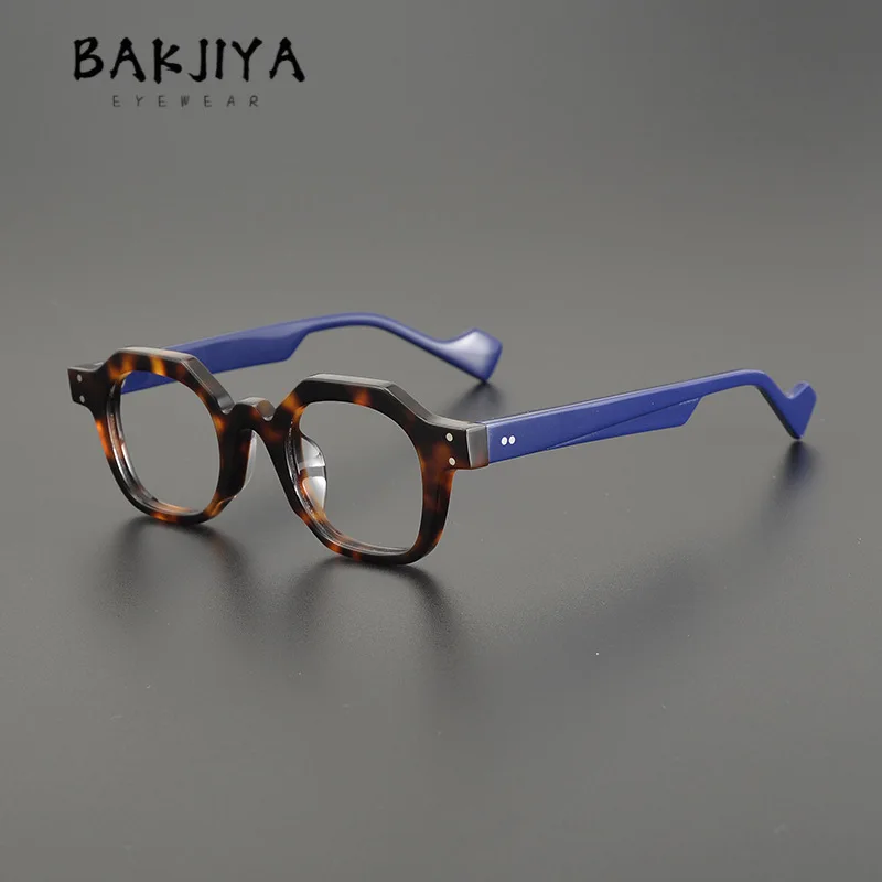 

2025 Handmade Acetate Glasses Frame Women and Men Retro Polygonal Clear Eyewear Fashion Prescription Eyeglasses Flat Spectacle