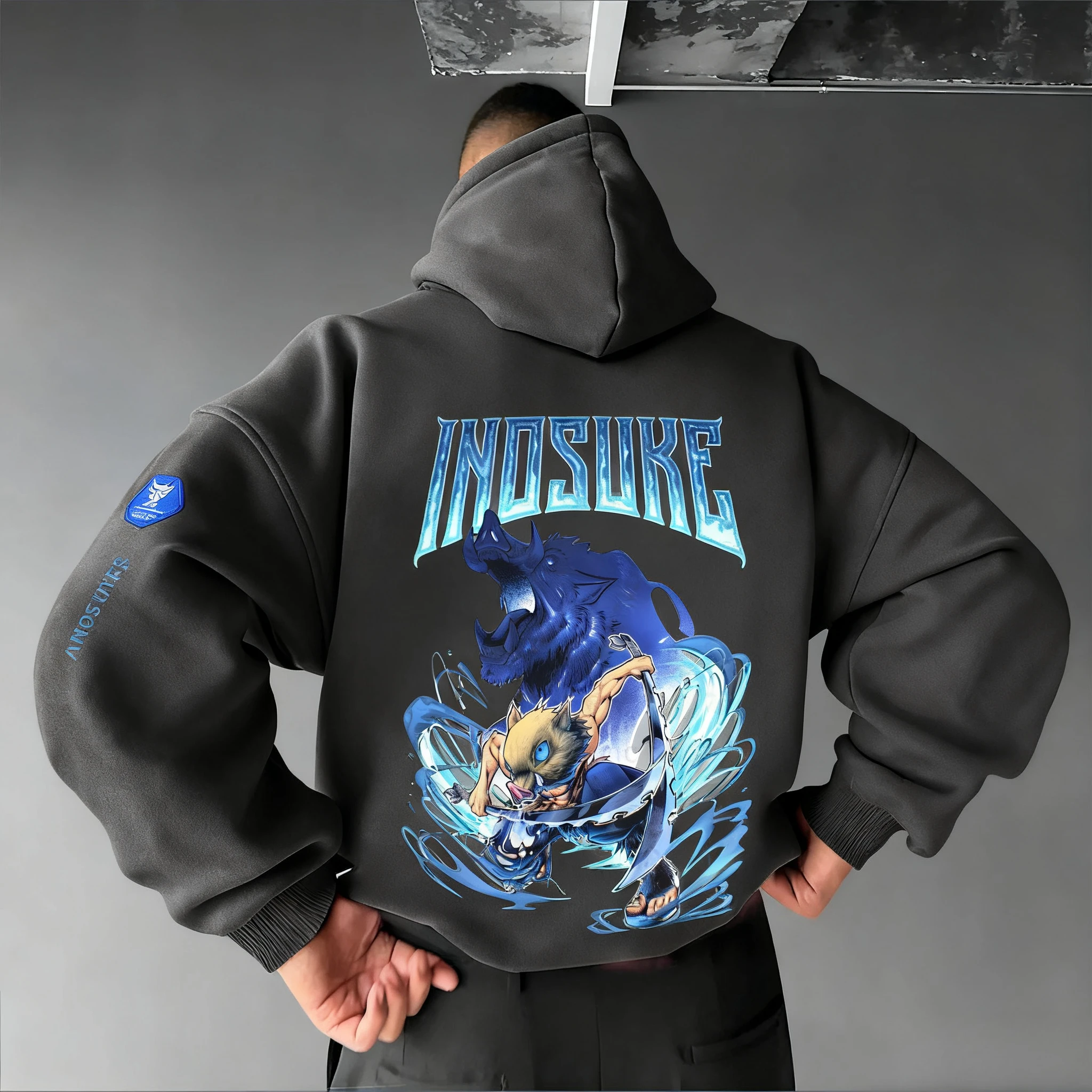 New Unisex Anime Demon Slayer Oversized Hoodie Men Women Pullover Sweatshirt Kimetsu No Yaiba Inosuke Autumn Y2k Tops Streetwear