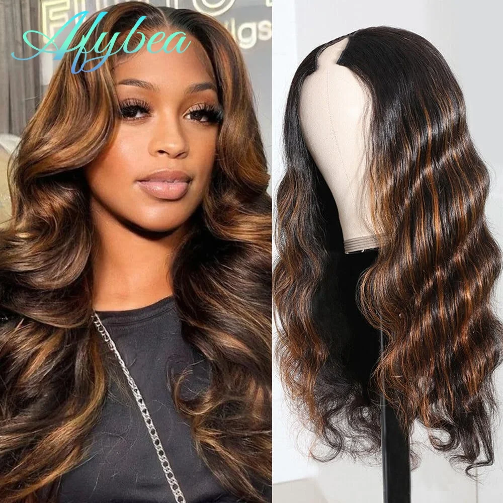 

Без клея, V-образный парик, человеческие волосы 1B/30, парик с омбре, человеческие волосы, бразильские объемные волны, парики из человеческих волос для женщин