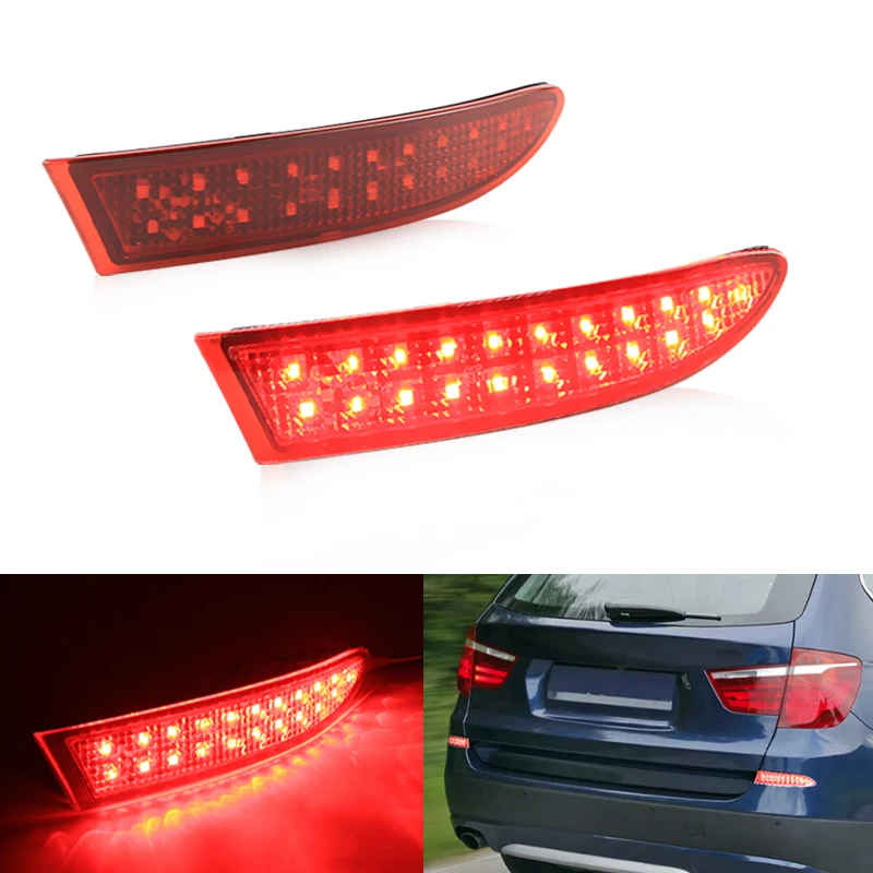 2PCS Auto Rear Bumper Reflector Light Enhanced Safety Stylish for BMW F25 X3 Series 2014-2017 OEM 63257352209 63257352210